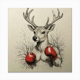 Deer With Boxing Gloves 2 Canvas Print