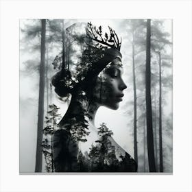 Portrait Of A Woman In The Forest Canvas Print