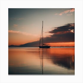 Sailboat At Sunset 5 Canvas Print