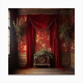Room With Red Curtains Canvas Print