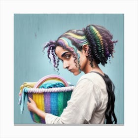 Girl With A Basket of Laundry Canvas Print