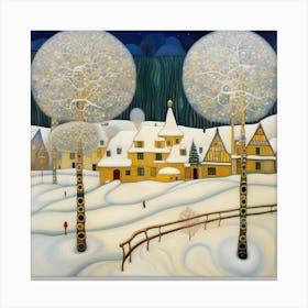 Winter Wonderland In Style Gustav Klimt Canvas Print