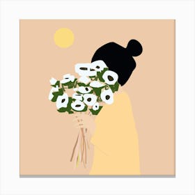 Girl With Flowers Canvas Print