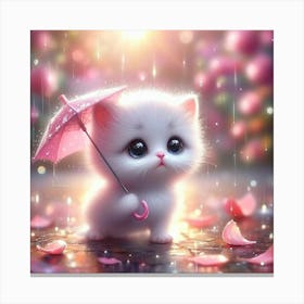 Cute Kitten In The Rain 2 Canvas Print