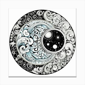 Moon And Stars 2 Canvas Print