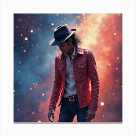 Michael Jackson Performing With A Watercolor Dreamy Galaxy 1 Canvas Print