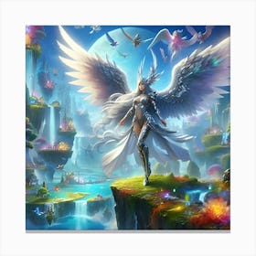 A Beautiful Angel With Metallic Armour Canvas Print