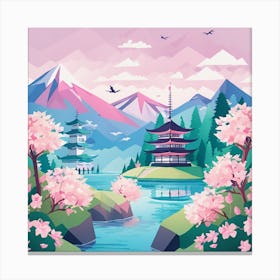 Japanese Landscape Low Poly (19) Canvas Print