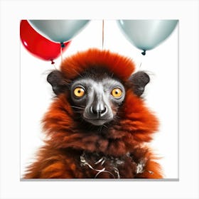 Lemur With Balloons 6 Canvas Print