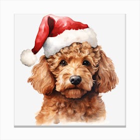 Poodle In Santa Hat Canvas Print