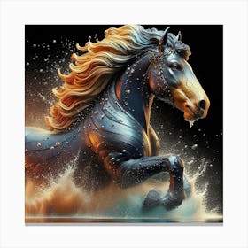 Horse Running In Water 10 Canvas Print