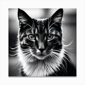Black And White Cat 33 Canvas Print
