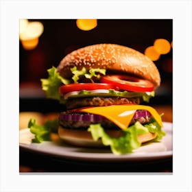 Burger On A Plate 1 Canvas Print