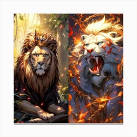 Lions In The Forest Canvas Print