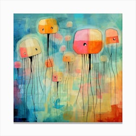Maraclemente Jelly Fish Painting Style Of Paul Klee Seamless 1 Canvas Print