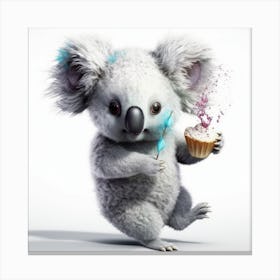 Koala With Cupcake Canvas Print