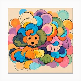 Poodle With Colorful Hair Canvas Print