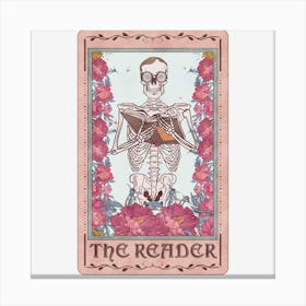 The Reader Skeleton Book Tarot Card Canvas Print