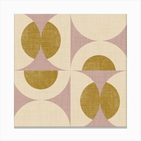 Retro Vintage Circle Fusion Mid Century Orbs Mauve 50s Geometric Canvas Print