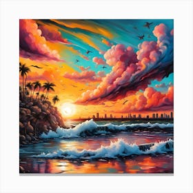 Urban Twilight By The Sunset Canvas Print