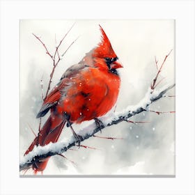 Cardinal In The Snow 6 Canvas Print