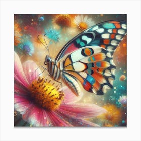 Butterfly On A Flower 1 Canvas Print