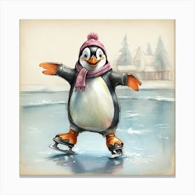 Penguin On Ice 4 Canvas Print