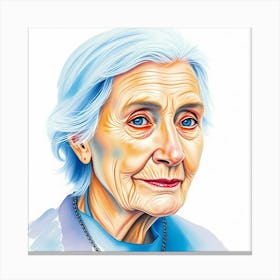 Senior Woman In Sketch Line Art Canvas Print