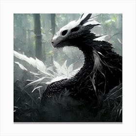 Black Dragon In The Forest Canvas Print