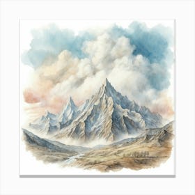 Mountain Range Watercolor Painting Canvas Print