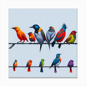 Birds On Wire Canvas Print
