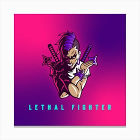 Lethal Fighter - Gaming Logo Creator An Urban Ninja With Deadly Weapons  Canvas Print