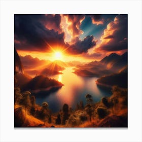 Sunset Over Lake Canvas Print