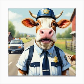 Cow In Uniform 1 Canvas Print