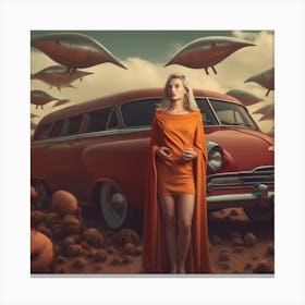 Woman In A Red Dress Canvas Print