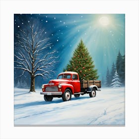 Winter Wonderland Christmas Truck Canvas Print