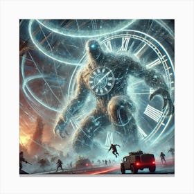 A Dramatic Sci Fi Scene Depicting Chrono Titan Kaiju Canvas Print