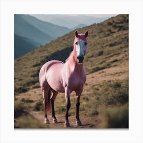 A Pink Horse in a Meadow Canvas Print