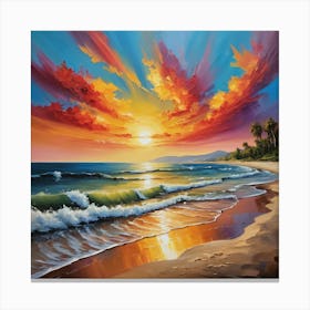 Sunset On The Beach Canvas Print