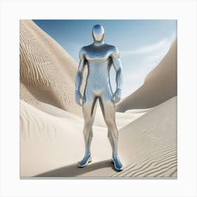 Futuristic Man Standing In Desert 3 Canvas Print