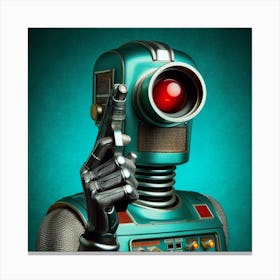 Robot With A Red Eye Canvas Print