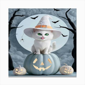 Witch On A Pumpkin Canvas Print