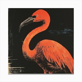 Retro Bird Lithograph Flamingo 3 Canvas Print