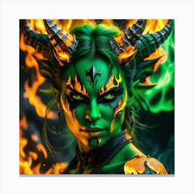 Demon Girl With Horns Canvas Print