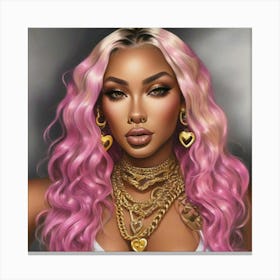 Diva With Pink Hair Canvas Print