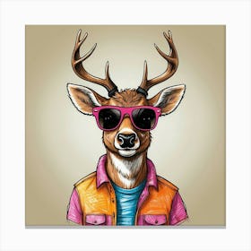 Deer In Sunglasses 12 Canvas Print