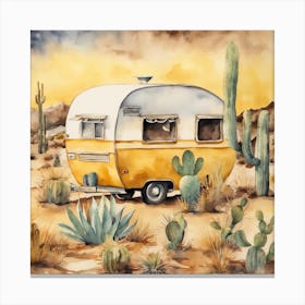 The little,yellow caravan Canvas Print