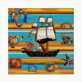 Pirate Ship Mosaic Canvas Print