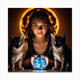 Dark Magic Glowing Beast Master Girl 2 Canvas Print