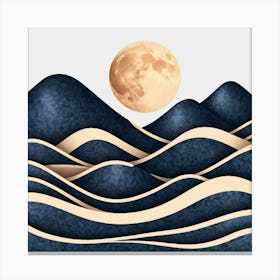 Moon And Waves 65 Canvas Print